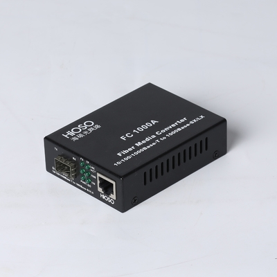 Hioso 1 FX 1 embalagem multimodo do metal da fibra dupla do conversor dos meios do TP Gigabit Ethernet