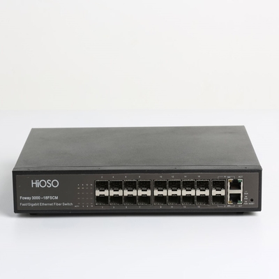 Interruptor 16 da fibra de Hioso +2 poder eletrônico da segurança ótica combinado do SNMP da Web do apoio do interruptor do Uplink AC100V