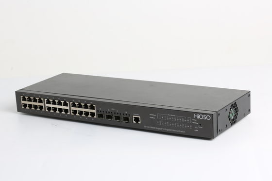 24 Uplink dos portos 4 10G SFP do gigabit RJ45 movem portos do interruptor 28 de Gigabit Ethernet